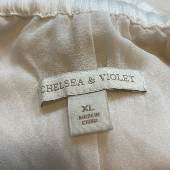 Chelsea And Violet Satin toasted ivory Wide Leg Draw String Pants - Picture 3 of 8
